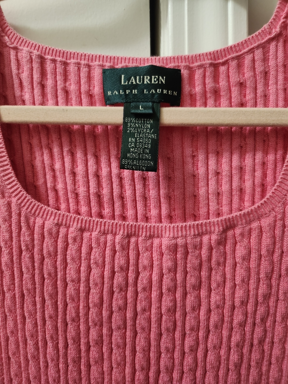 Lauren Ralph Lauren Pink Cable-Knit Scoop Neck Sweater
